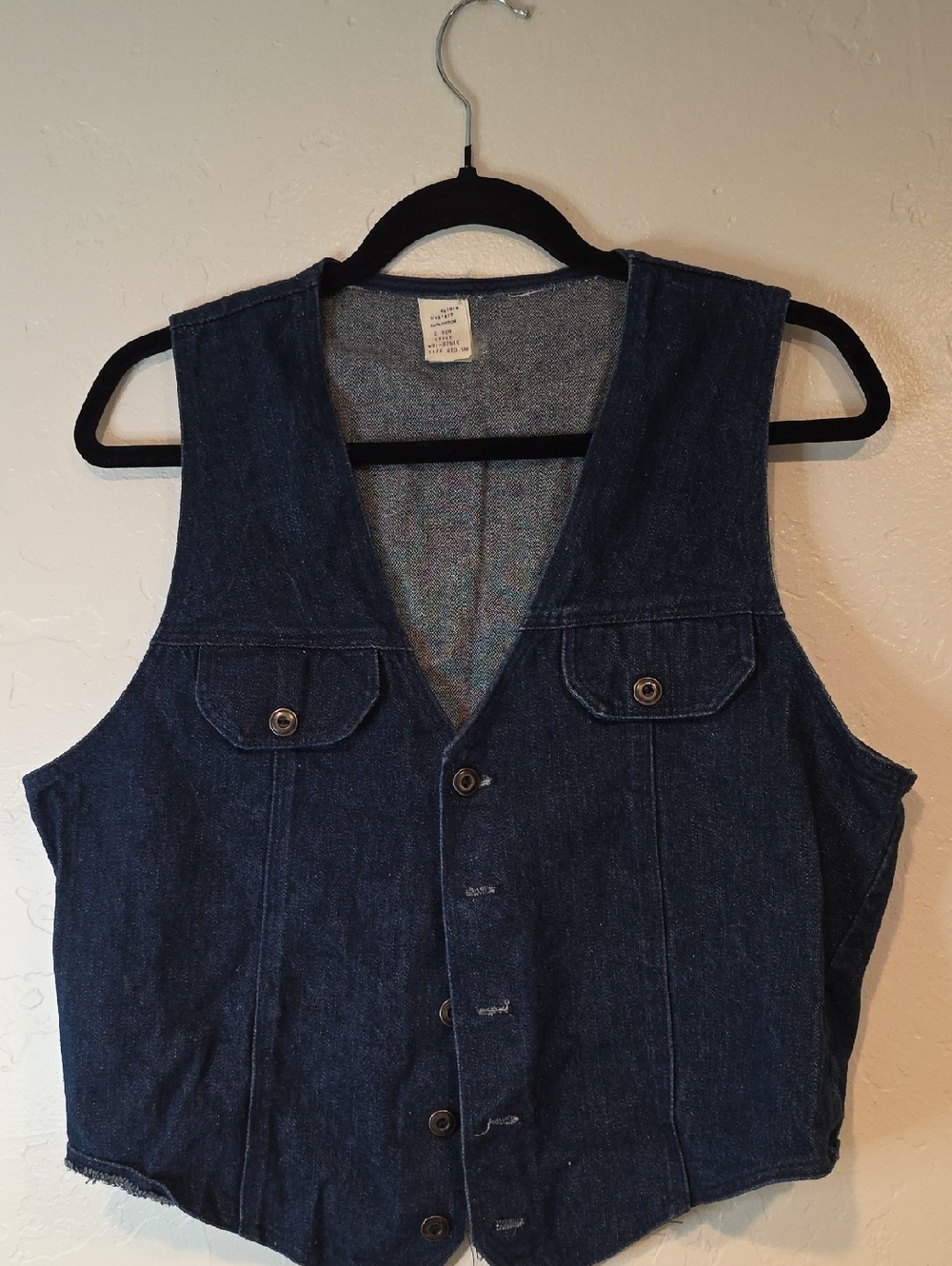 Vintage D. Den Dark Blue Denim Vest Button Front